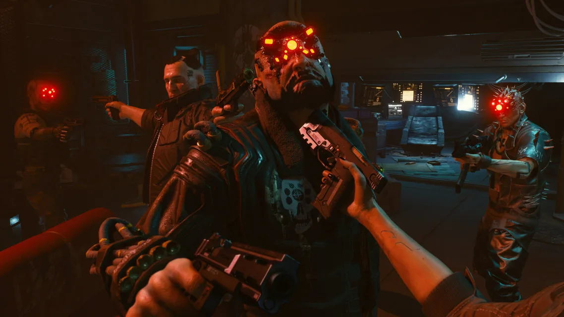 Maelstrom gang members with red cybernetic eyes