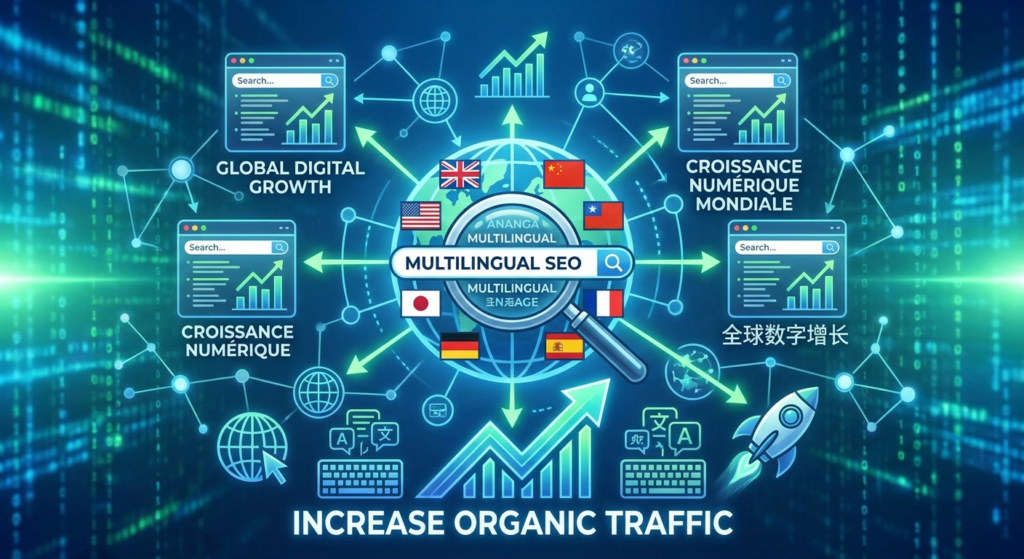 Illustration of Multilingual SEO: Drive Global Digital Growth and Increase Organic Traffic